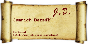 Jamrich Dezső névjegykártya